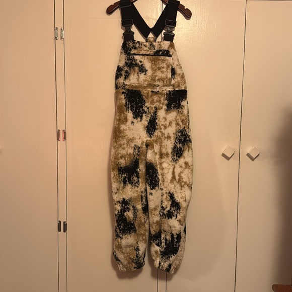 Stoic mid pile fleece overalls | black, white, & tan | XS - Picture 2 of 5